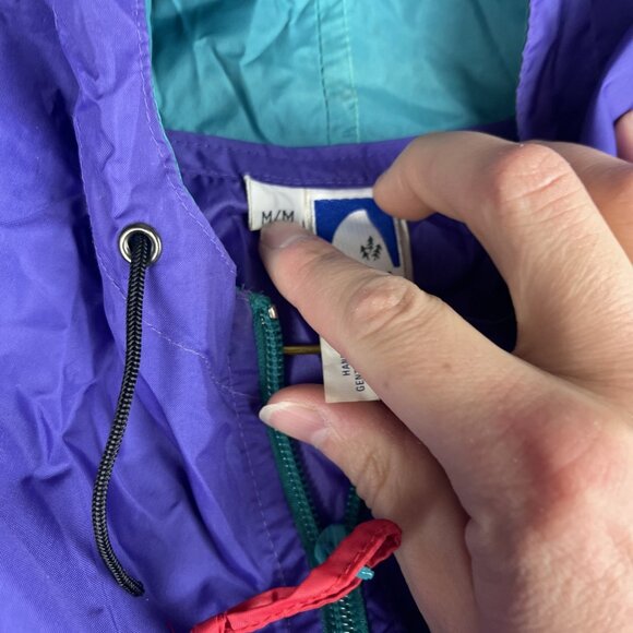 VTG Sierra Designs Medium Nylon Retro Purple Full Zip Hooded Windbreaker Jacket - Picture 9 of 16